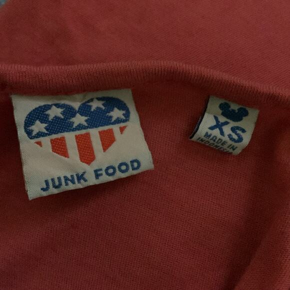 JUNK FOOD DISNEY Women’s Size XS Good Times Red Tie Front T Shirt Embroidered - Picture 13 of 15